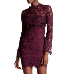 L'Atiste Maroon Burgundy Crochet Dress